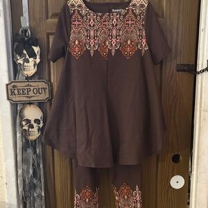 Chocolate Coord Set-Short Sleeve Tunic W/Matching Leggings